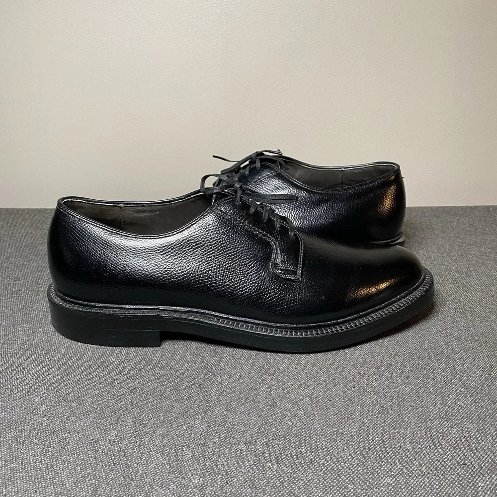 Vintage Sears Derby Blucher Dress Shoe Size 8.5 EE Black Pebbled 74668